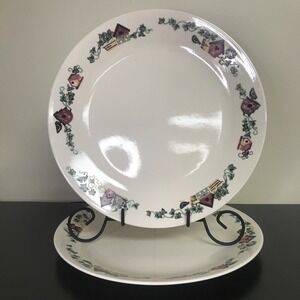 Set Of 2 Corelle Garden Home 10.25 inch Ivory Dinner Plate with Birdhouses, Ivy